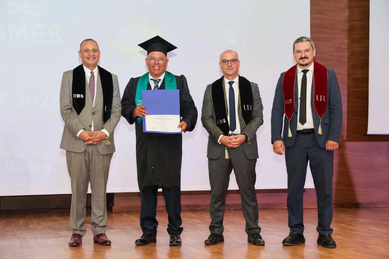 Graduates on stage